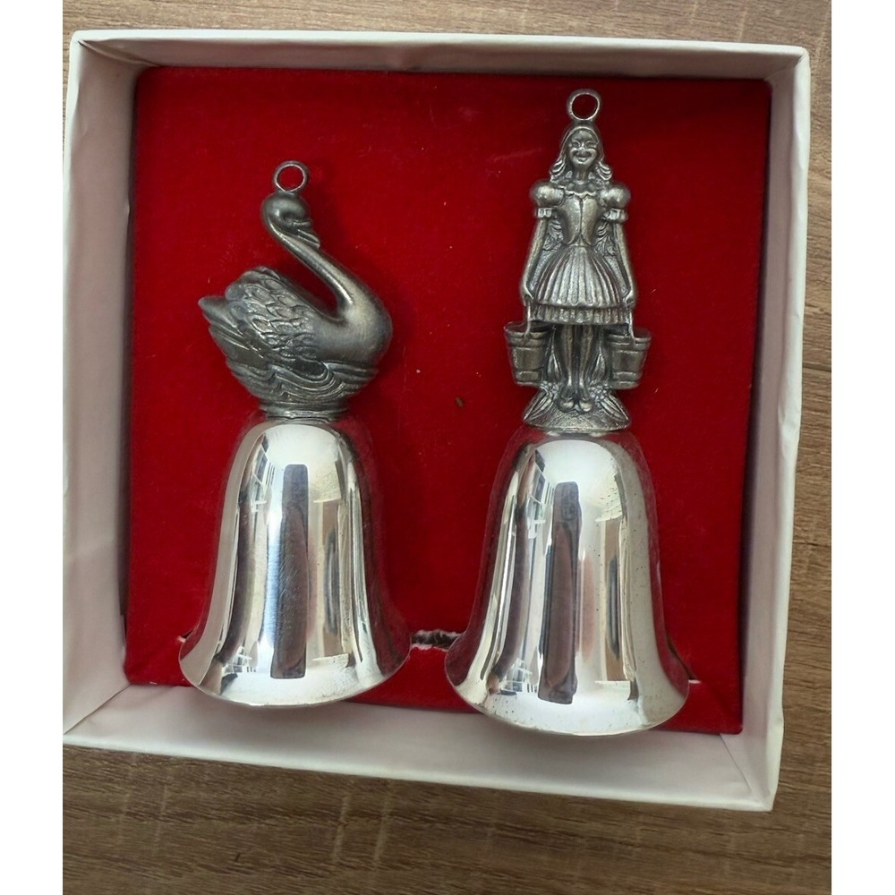 2 Silverplate Reed & Barton Silverplate 12 Days of Christmas Bells w/ Box #11146
